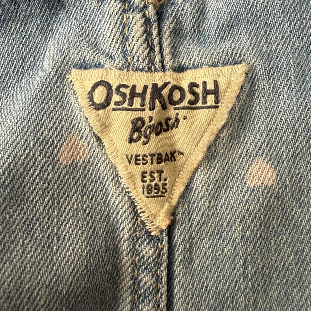 OshKosh‎ B'gosh Denim Overalls Size 3T Heart Print  EUC
